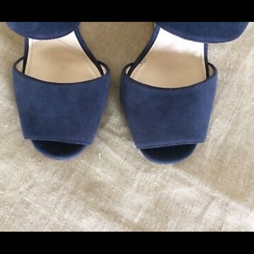 Prada Sandals Blue Suede Wedge Heel Slide 5.5 - Picture 4 of 8